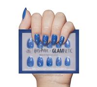 Harry Potter™ x Glamnetic Press On Nails - Luna Lovegood™ | Blue Celestial 3D Graphic Short Oval False Nails, Reusable Stick On Fake Nails with Glue | Salon Quality | 15 Sizes - 30 Nail Kit