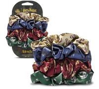 Harry Potter x Kitsch Satin Scrunchies - Softer Than Silk, Damage Free Hair Ties for Girls and Women, Featuring All House Crests - Hair Accessories for All Hair Types, Ideal for Daily Use - Set of 4