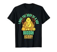 Harry Saying Fat Buddah Funny Name Harry Value Graphic T-Shirt, Men, Black, M