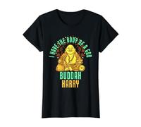Harry Saying Fat Buddah Funny Name Harry Value Graphic T-Shirt, Women, Black, L