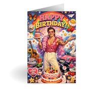 Harry Styles Birthday Card - A4 Celebrity Birthday Greeting Card for Fans - Colourful Pop Art Design - Includes White Envelope