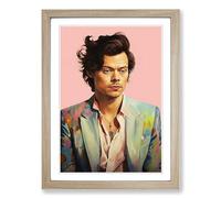 Harry Styles Digital Framed Print | A2 Oak Framed Wall Art | Ready to Hang | Modern Nature Picture | Living Room Bedroom Lounge Office