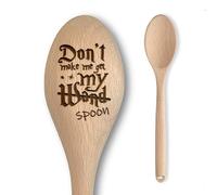 Harry The Wizard Baking Gift - Wooden Spoon Wand - Engraved Inscription - Cooking Baking Gift for Men & Women - Unofficial Fan Item (Don't Make Me Get My Wand)