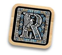 Harry The Wizard House Crest Coaster Set - Premium Wood and Metal Coasters- Gift Idea for Men & Women (R)