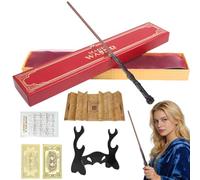 Harry Wand, Magic Harry Wands With Resin, Handcrafted Wizard Wand Prop with Gold-Embossed Train Tickets, Maps, Black Sword Stand, Gift Box Packaging for Carnival Halloween Props, Birthday Gifts
