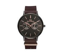 Harry Williams Men's Quartz Watches. Large Face Luxury Double Sub-Dial All Stainless Steel Fashion Business Watch for Men, Genuine Leather Strap, 3 ATM Waterproof. Curve Glass Elegance Timepieces