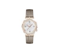 Harry Williams Womens Quartz Watches. Diamond Watch for Ladies, Diamond Like Octagonal Glass Design, 3 Hands, 3 ATM Waterproof, White with Grey Strap, Luxury Womens Watch