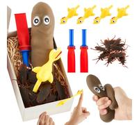 Harrycle 17 Pcs Prank Kit Funny Gag Gifts Practical Joke Party Bag Fillers Include 1 Fake Poo,2 Fart Whistles,4 Flick a Chicken,10 Cockroaches Halloween Christmas Stocking Filler Party Favors