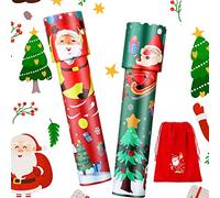 Harrycle 2 Pieces Kids Kaleidoscopes Christmas Kaleidoscope Stocking Fillers Educational Toy with 1 Flannel Santa Bag Birthday Gift for Boys and Girls Christmas Party(Santa)