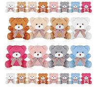 Harrycle 24 Pack Mini Bear Toys Bulk Plush Stuffed Animals Jointed Doll 3.15 Inch Bear Keychain for Teens Girls Adult Birthday Wedding Graduation Gift Decoration Party Favor Backpack DIY Pendant