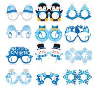 Harrycle 36 Pcs Winter Party Favors Snowflake Paper Eyeglasses Winter Wonderland Party Decorations Photo Booth Props for Christmas Holiday Baby Shower Birthday Supplies