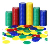 Harrycle 400 Pieces Plastic Poker Chips Game Chips 4 Colors Counter Card for Game Playing Learning Math Counting Bingo Blank Card for Reward(0.86 Inch,Red, Blue, Green, Yellow)