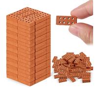 Harrycle 50 Pcs Mini Bricks Miniature Brick Tiny Bricks Model Brick Building for DIY Dollhouse Garden Ornament Home Decor, 0.79 x 0.39 x 0.2 Inch, Red