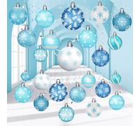 Harrycle 54 Pcs Winter Hanging Decorations Set Winter Hanging Foil Swirls Decor Wonderland Snowflake Ball Ornament Ceiling Decorations for Holiday Baby Shower Christmas Party Supplies