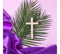 Harrycle 6 Pcs Easter Palm Sunday Decoration Set Including 4 Artificial Palm Branches 1 Cross and 1 Purple Mantle for Palm Sunday Church Arrangement Party Decoration Home