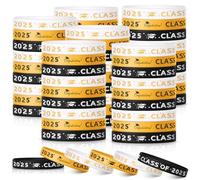 Harrycle 60 Pcs Class of 2025 Wristbands Silicone Graduation Bracelets Celebrating Congrats Grad Bracelet Party Supplies for School Leavers Gifts, Graduation Gifts for Students from Teacher