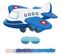 Harrycle Airplane Piñata 16.1 x 10.31 Inch Red Blue White Patriotic Piñata with Stick Blindfold Birthday Party Veterans 4th of July Events Airplane Travel Theme Party Supplies
