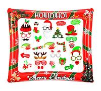 Harrycle Christmas Inflatable Photo Booth Frame with 32 Pcs Photo Booth Props Christmas Party Props Picture Selfie Frame Xmas Holiday Family Decor Game Accessories Supplies