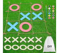 Harrycle Valentine's Day Wdding Tic Tac Toe Decoration Outdoor Yard Giant 3 ft Wooden Set with DIY Painting Colors and Brushes, Large Lawn Game for Reception, Birthday Parties, Valentines Date Favors