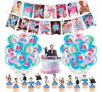 Harry's 42PCS Styles Party Decorations - Happy Birthday Banner, Latex Balloons, Cake & Cupcake Toppers for Fan's Themed Birthday Party Supplies