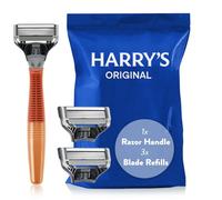 Harry's Original Starter Set; Includes Orange Weighted Handle and 3 German Engineered Razor Blade Refills