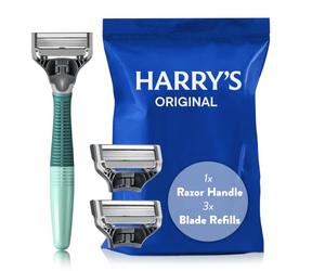 Harry's Original Starter Set, Includes Weighted Handle and 3 Razor Blade Refills