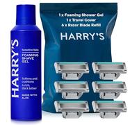 Harry's Plus Razor Blades Refill and Foaming Shave Gel, (6) Refills with Precision Trimmer, 60ml Foaming Shave Gel - Blades Compatible with 'Harry's Plus'