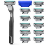 Harry's Plus Razors for Men - Value Pack (Black) - 1 Handle with 13 Razor Refills and Travel Blade Cover