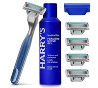 Harry's Plus - Starter Set for Men (Tide) - Premium Handle with 5 Razor Refills, 60ml Foaming Shave Gel and Travel Blade Cover