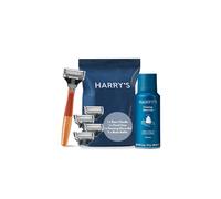 Harry's Razors for Men - Men's Razor Set with Bright Orange Handle, 5 Razor Blade Refills, Travel Blade Cover, 60ml Shave Gel