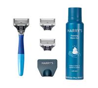 Harry's Razors for Men - Shaving Kit for Men includes a Mens Razor Handle, 3 Razor Blade Refills, Travel Blade Cover, and 4 Oz Shave Gel