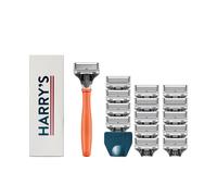 Harry's Shaving Kit for Men - Razor Handle 15 Razor Blade Refills and Travel Blade Cover - Orange