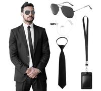 Harsever 4PCS Agent Costume Accessories Set (Suit A, One Size)