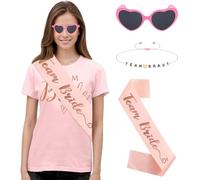 Harsever Bride Team T-Shirt Set (UK, Alpha, One Size, S, Regular, Regular, Pink)