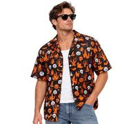 Harsever Halloween Shirt,Hawaiian Shirt 3D Print for Halloween | Men Hawaiian Skeleton Shirts,Printed Button Down Casual Short Sleeve Horror Ghost Themed Hawaiian Shirt