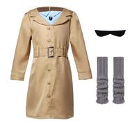 Harsever Roald Dahl Miss Trunchbull Costume, Evacuee Costume Girls, Beige with Dress, Leg Warmers, Eyebrow Child Dress Up Costumes for World Book Day (110)