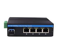Harsh Outdoor 5-Port Gigabit Ethernet Fiber Converter Industrial DIN-Rail Network Switch 10/100/1000Base-T to LC Up to 20KM (with SFP Transceiver) IP40 Extreme Heat -40°～ 85°C (-40°～ 185°F)
