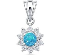 HARSHALI GEMS 6 MM Genuine White Opal Round Shape 925 Sterling Silver Pendant - Certified Gemstone October Birthstone Necklace