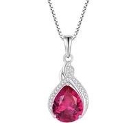 HARSHALI GEMS Elegant Ruby Pear Pendant Necklace for Women - 925 Sterling Silver, Pear-Shaped Red Gemstone Jewelry