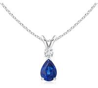 HARSHALI GEMS Natural Pear Shape Blue Sapphire Gemstone Pendant Necklace for Women, Classic Elegant Sapphire Jewelry