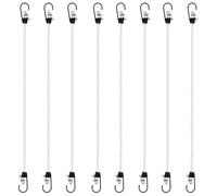 HARSKIYER 15 Inch Small Bungee Cords with Hooks, 8 Pack White Rubber Bungee Cord with Black Hooks Elastic Bungee Straps for Outdoor, Camping, Bike, Car, Tents