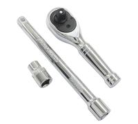 HARSKIYER 3/8 Inch Drive Ratchet Wrench, 72-Tooth Quick-Release Socket Wrench with a 6 Inch Extension Bar and a 9mm Socket, Chrome Vanadium Steel Reversible Ratchenting for General Maintenance