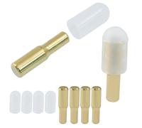 HARSKIYER 5mm 1/4 Inch Shelf Support Pegs, 6 Pack Dual Diameter Brass Cabinet Shelf Pins with Silicone Covers, Support Holders for Wood Glass Shelves in Closet, Kitchen, Bookcase