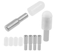 HARSKIYER 5mm 1/4 Inch Shelf Support Pegs, 6 Pack Dual Diameter Stainless Steel Cabinet Shelf Pins with Silicone Covers, Support Holders for Wood Glass Shelves in Closet, Kitchen, Bookcase