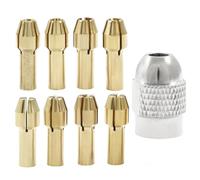 HARSKIYER 8Pcs Collet Set with 2Pcs Collet Nuts, 1/32 Inch to 1/8 Inch Replacement Heads for Rotary Tool(Gold,8Sizes)
