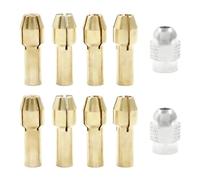 HARSKIYER 8Pcs Collet Set with 2Pcs Collet Nuts, 1/32 Inch to 1/8 Inch Replacement Heads for Rotary Tool(Gold,4Sizes)