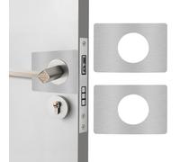 HARSKIYER Door Reinforcement Plate, 2 Pcs Stainless Steel Repair Backplate, Silver Door Handle Fixing Cover Filler, Easy Installation Kit to Secure Handles and Deadbolts