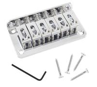 Harskiyer Silver Adjustable 6 String Guitar Bridge, Metal Fixed Top Load Guitar Tailpiece Guitar Fixed Bridge Hardtail Saddle Bridge Guitar Parts for 6 String Guitar