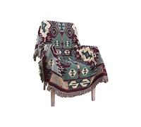 Harson&Jane Aztec Style Jacquard Tassels Throw Blanket Sofa Chair Cover Tablecloth 5 (90x90cm, Green)