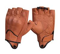Harssidanzar Fingerless Motorcycle Gloves For Womens,Hard Knuckle Protection Riding Driving Biker Racing Motorbike Glove Touchscreen KL022,Tan,Size S